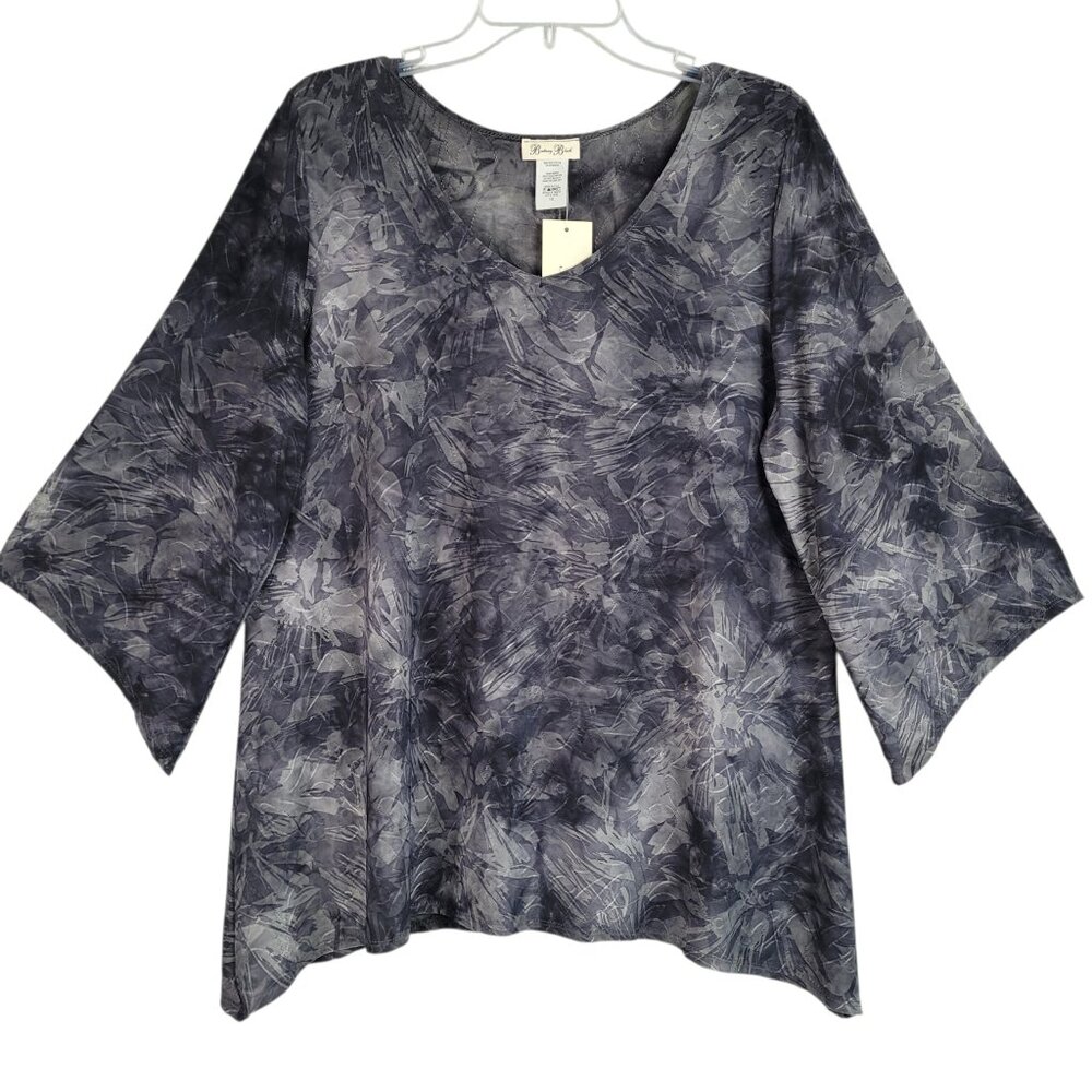 Brittany Black Top Women's 1X Gray Witchy Grunge Dark Fairy Whimsigoth Vtg Y2K